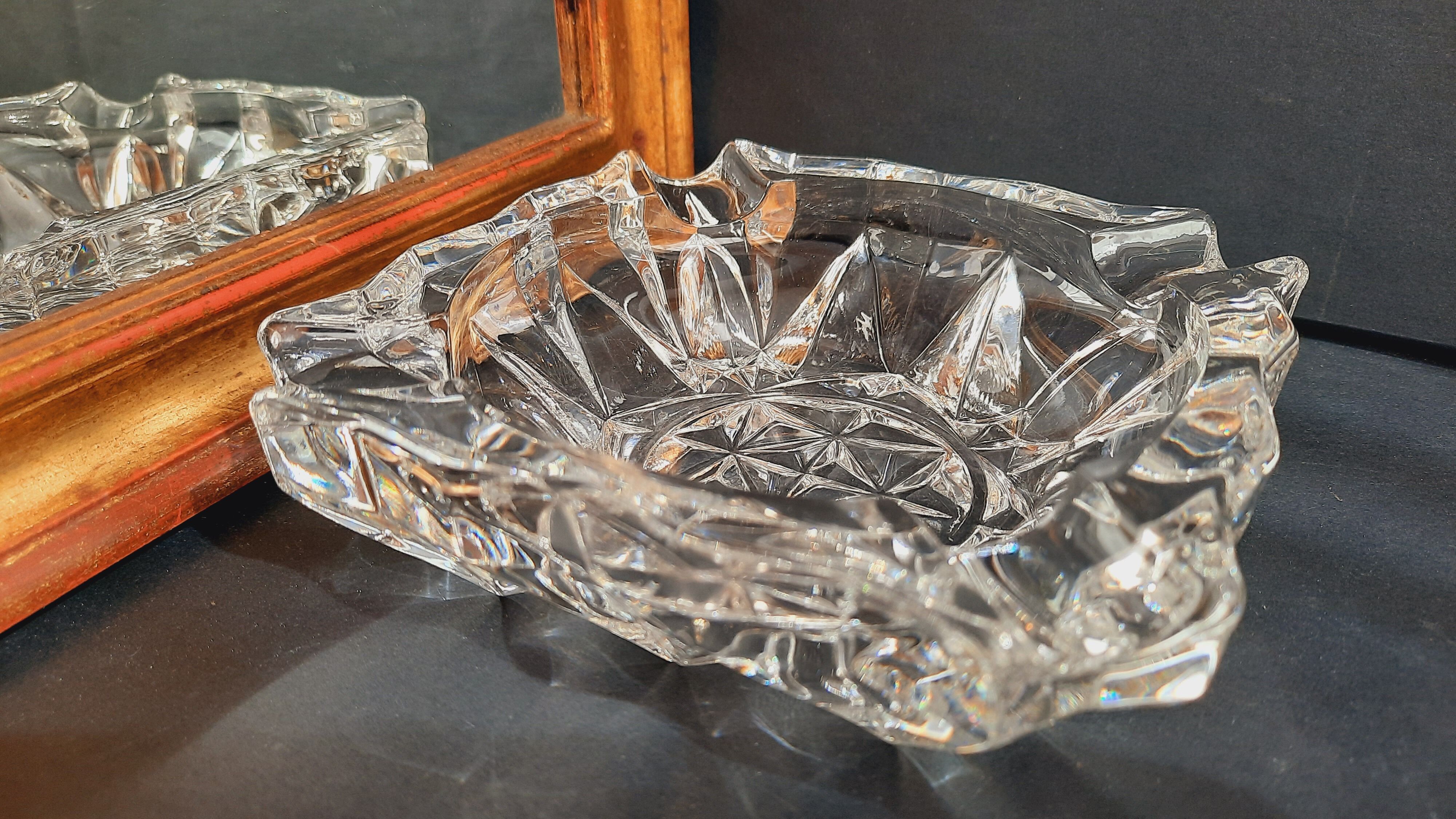 Lot 3 vide-poches verre ciselé