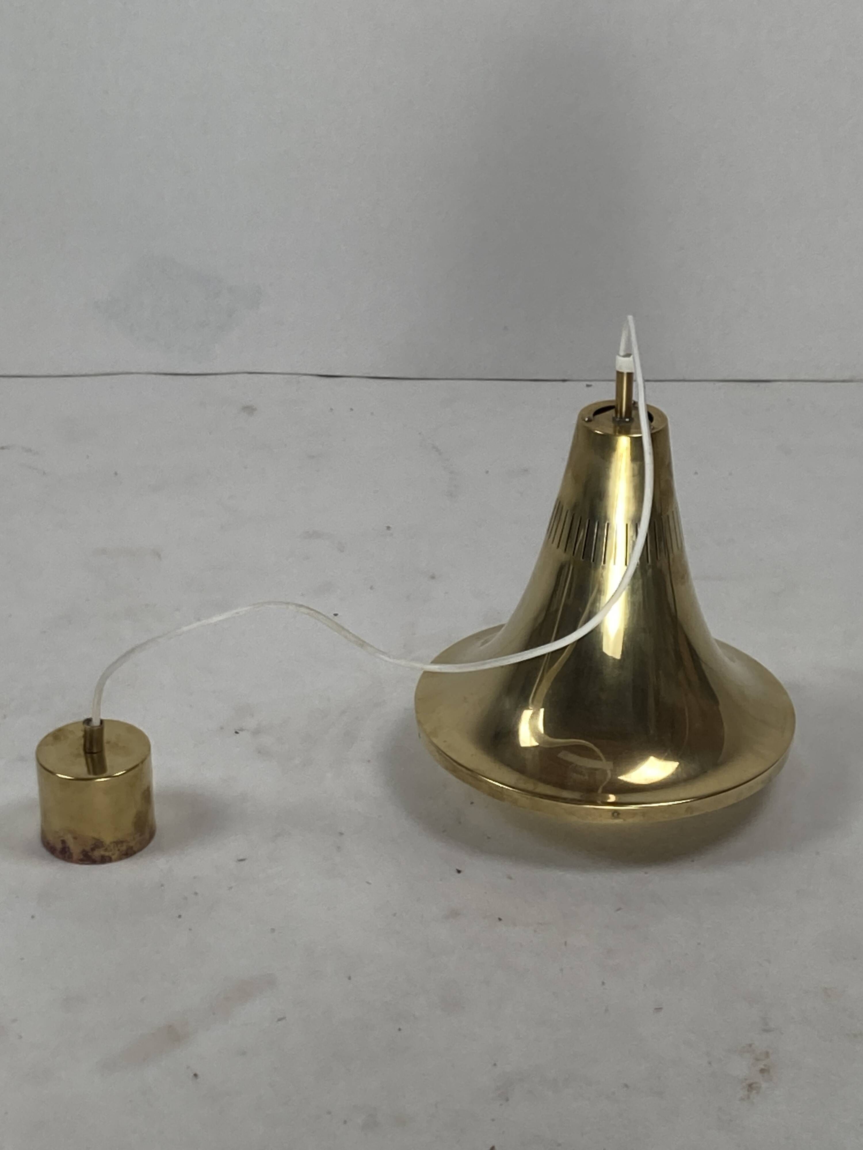 Scandinavian brass hanging pendant lamp by Hans Agne Jakobsson, Sweden 1960s