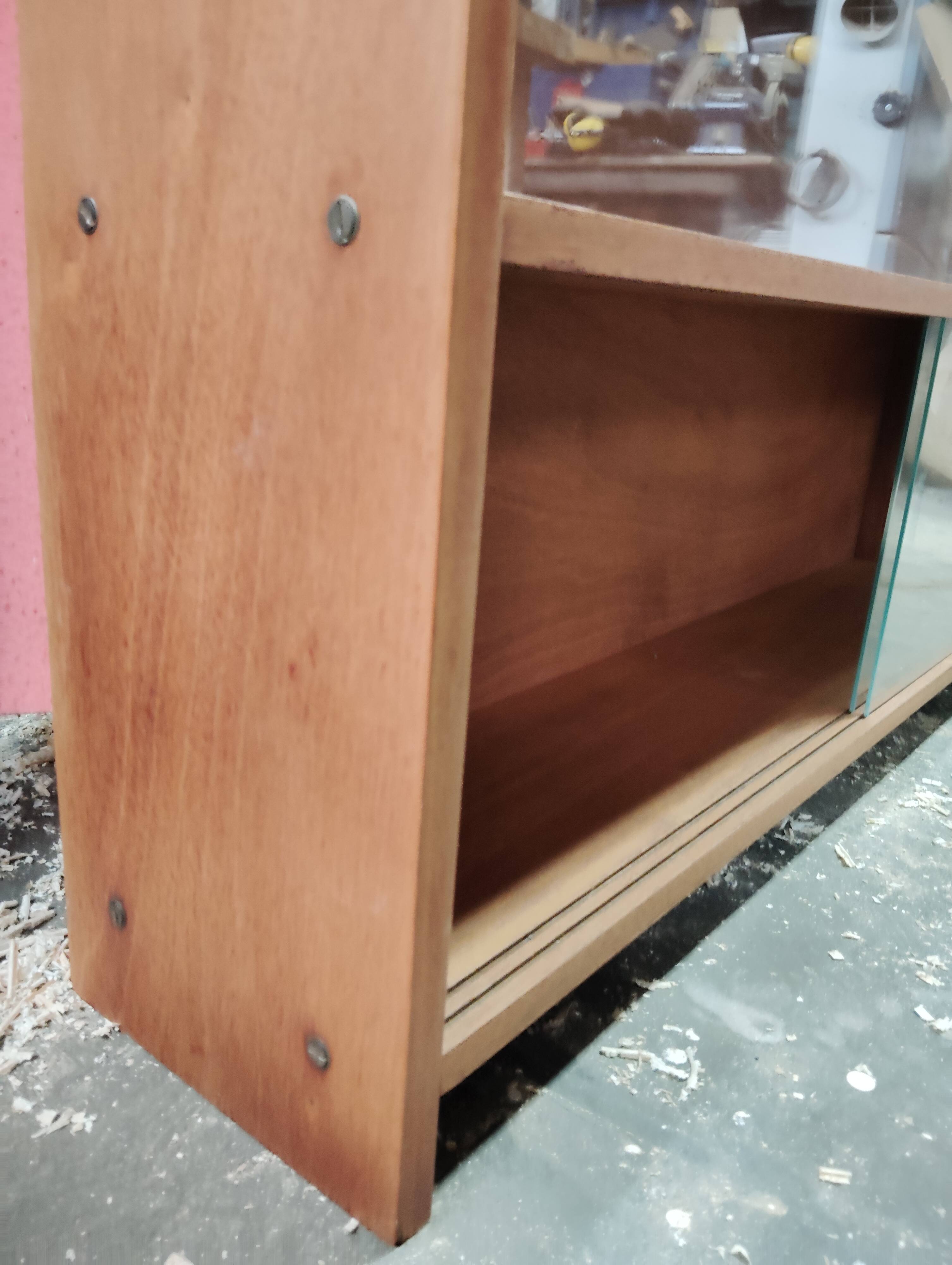 Étagères, bibliothèque vitrine verre/bois