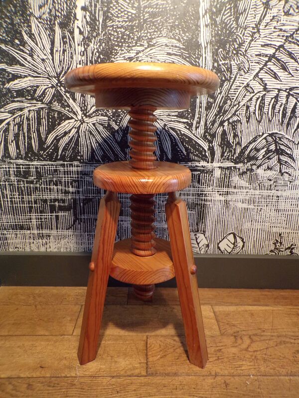 Tabouret d'horloger à vis en pin