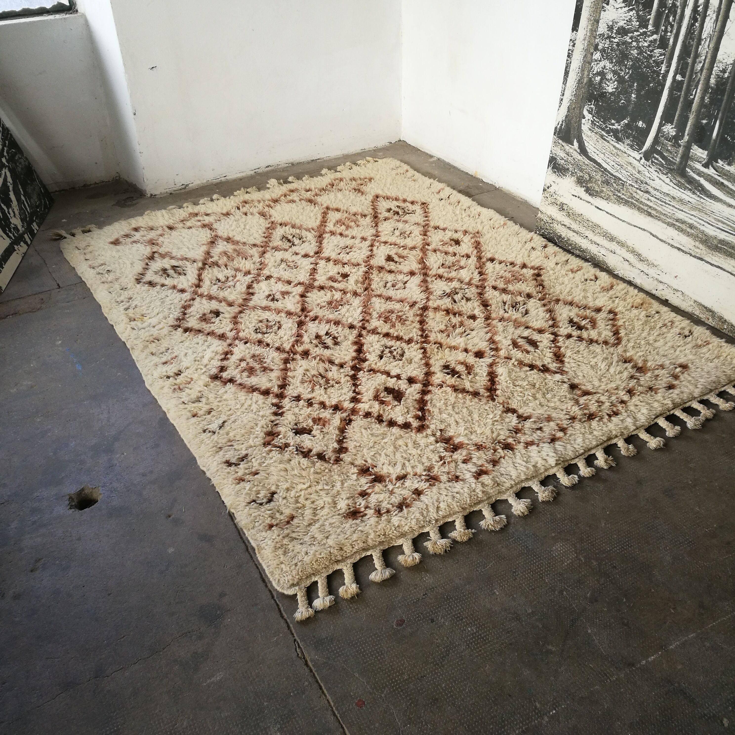 Berber carpet, 200cm x 145cm, diamond pattern, ethnic