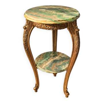 Vintage Green Marble Pedestal, Accent Table, Hollywood Regency Display Stan