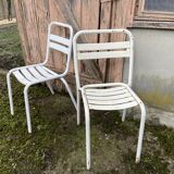 Duo of vintage metal Tolix chairs