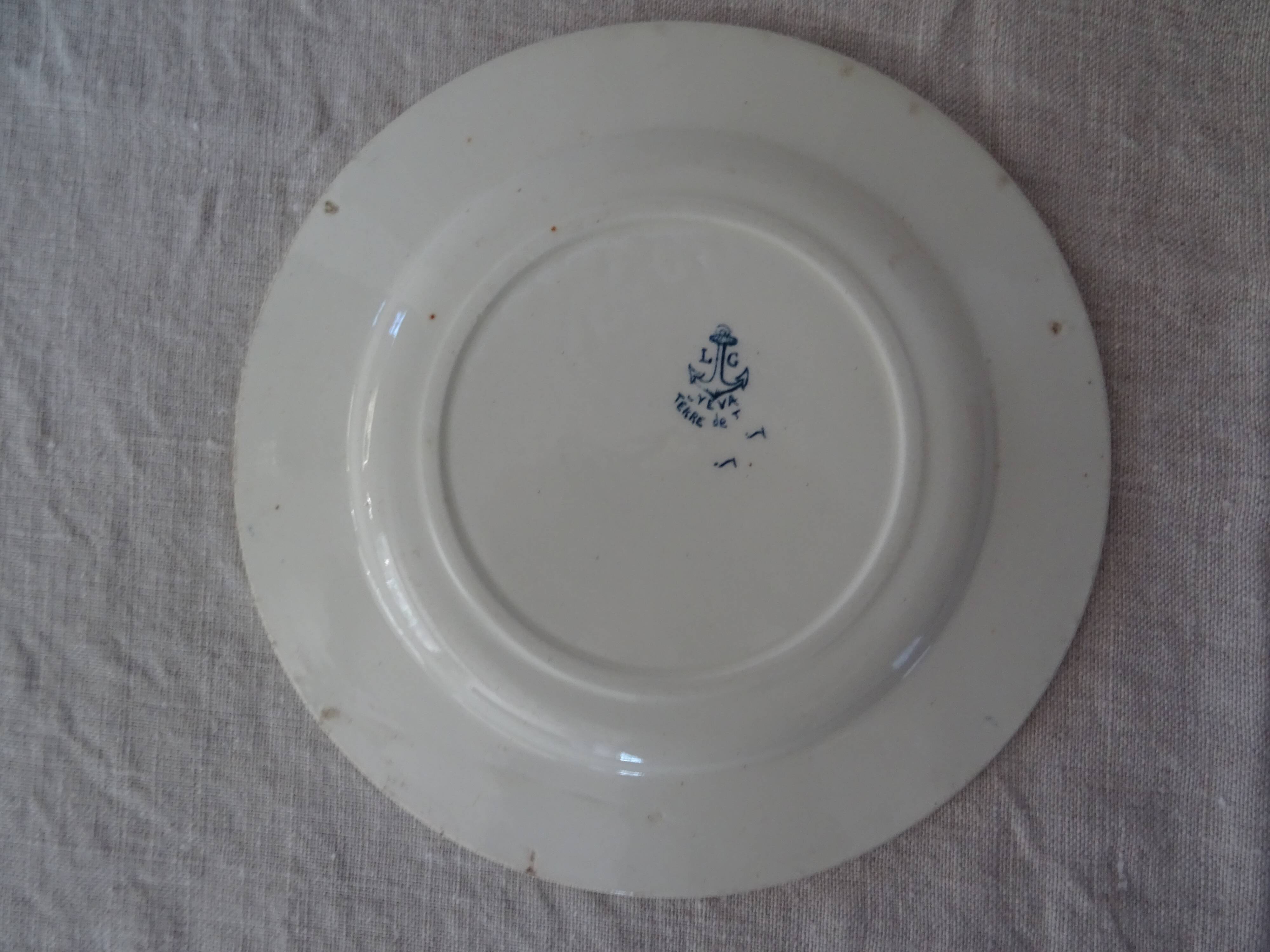 Flat plate Terre De Fer L G Sarreguemines ? blue décor