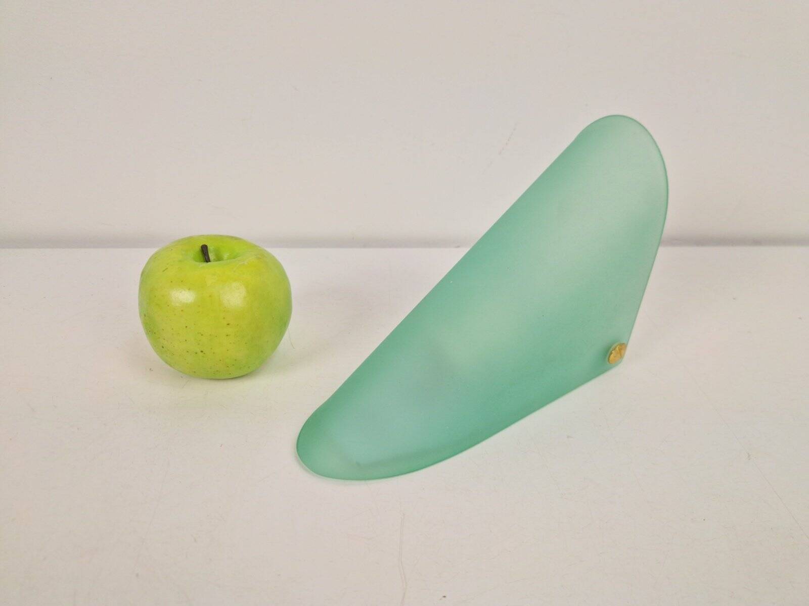 Vintage Triangular Conical Wall Sconces in Green Frosted Glass from Lumal-It, 1990s, Set of 2