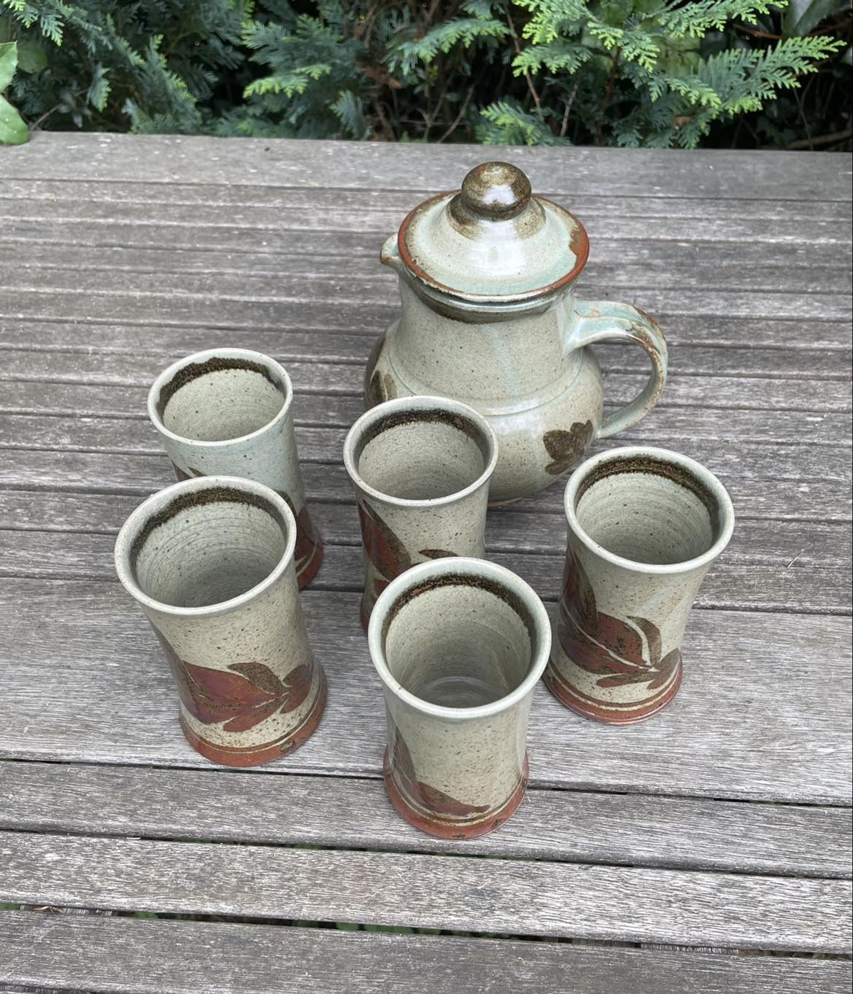 Service à café/tisane/orangeade en grès de la poterie Blanot