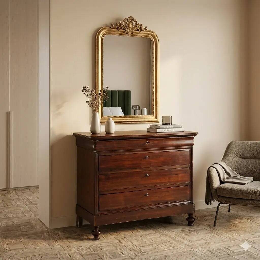 Antique Louis-Philippe walnut commode, 19th century
