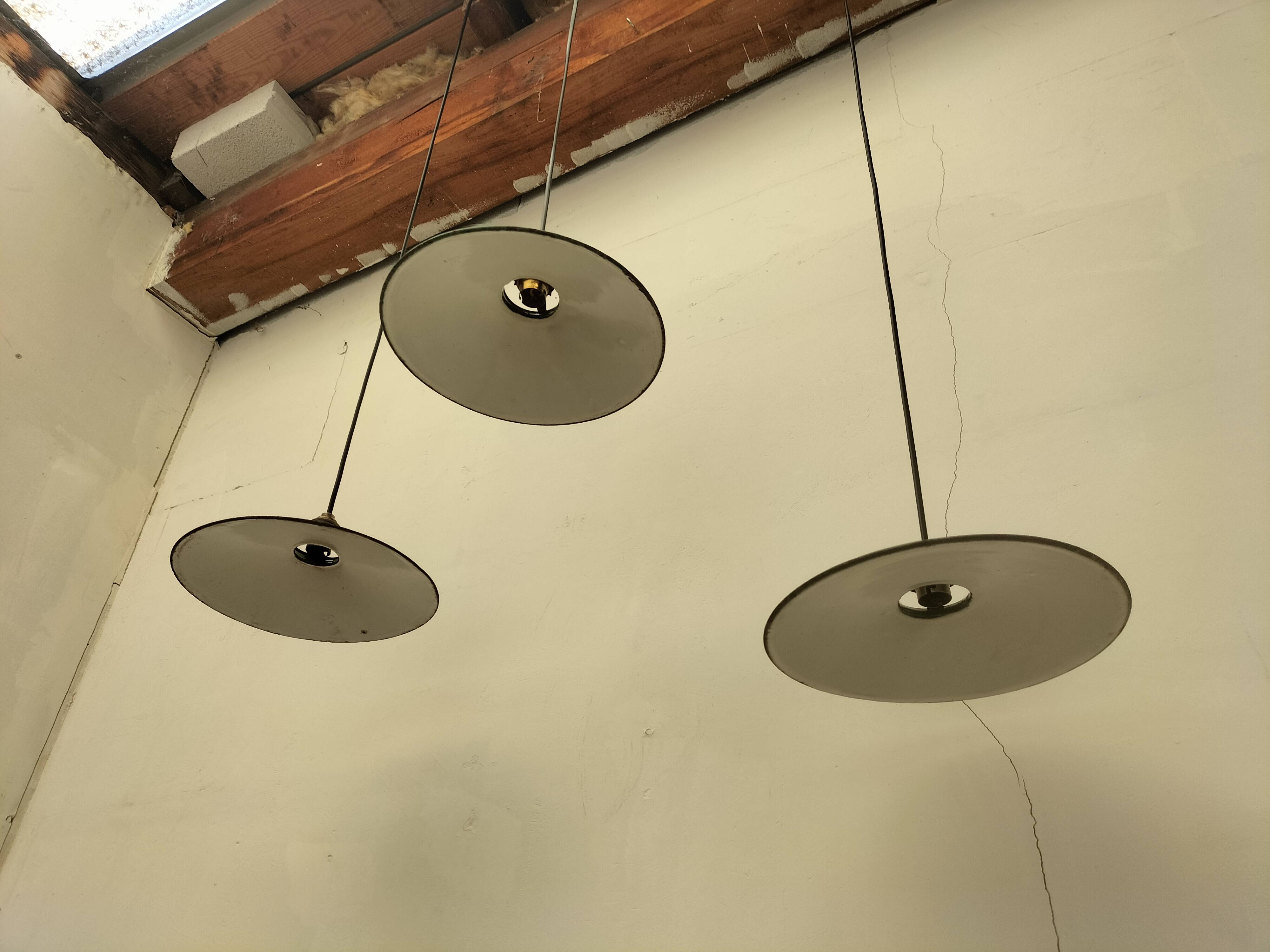 Enameled sheet metal pendant lights