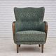 1960s, Danish armchair, green furniture velour, beech wood.