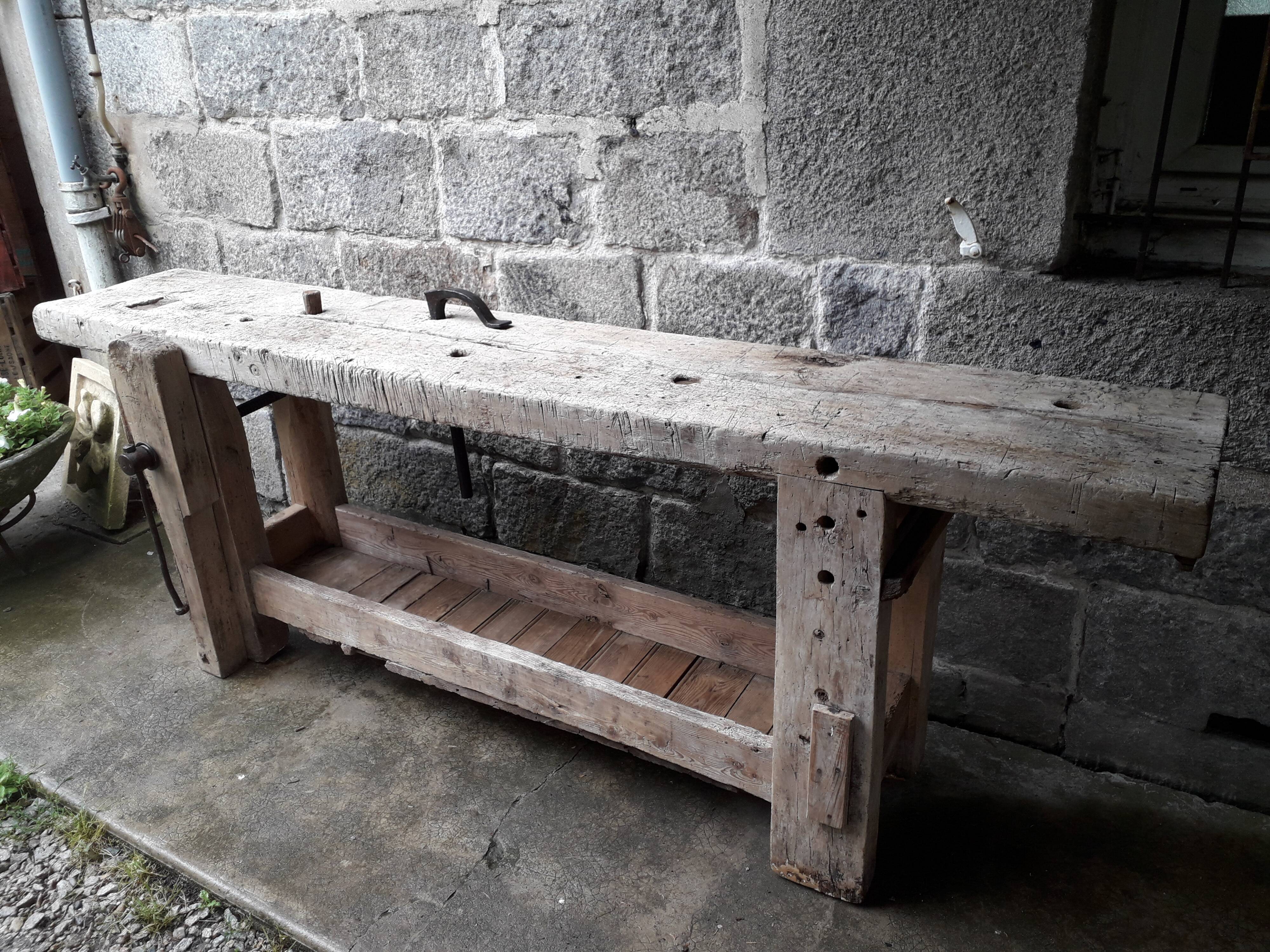 Old in solid beech workbench 237 cm