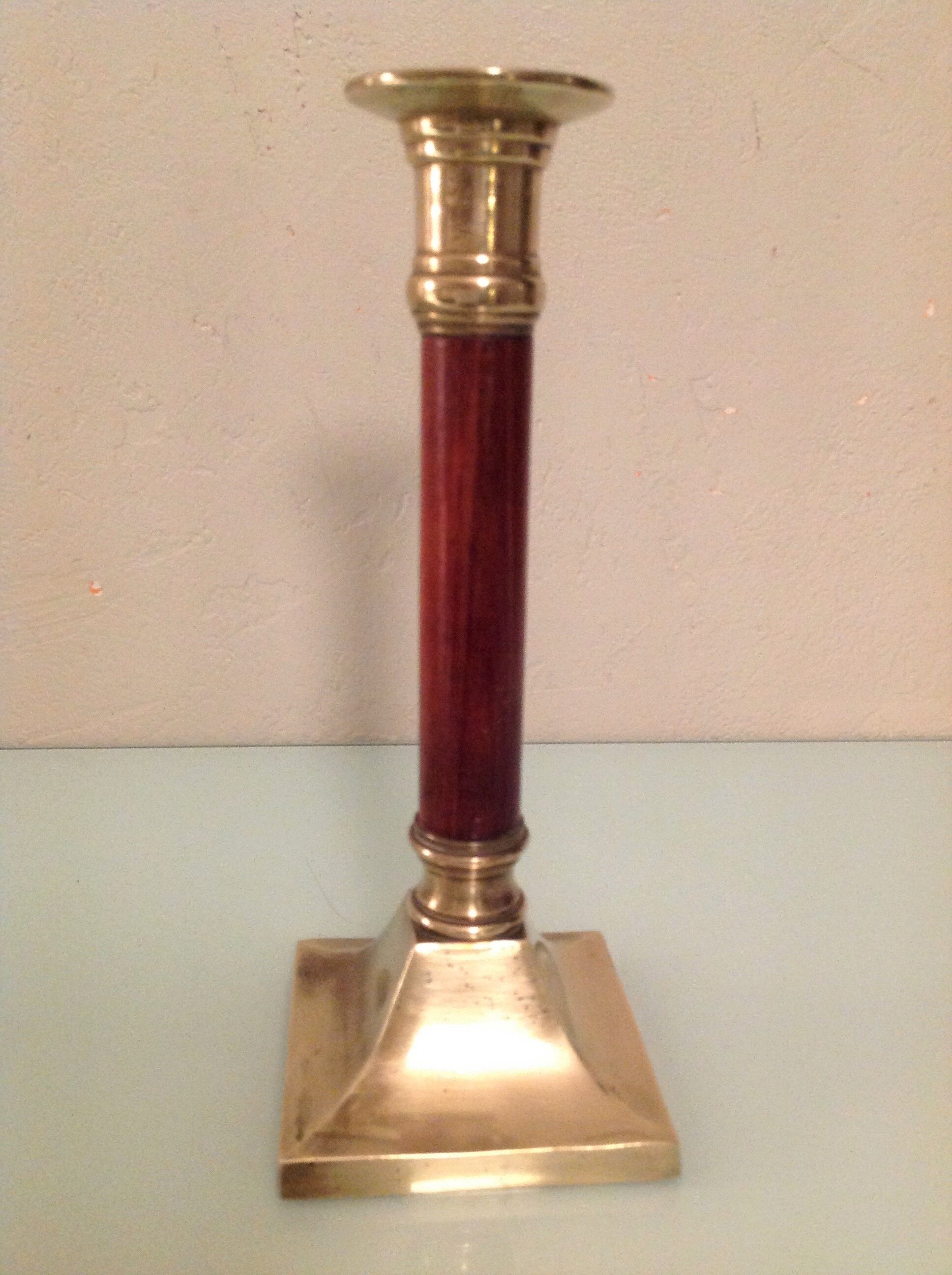 Wooden and brass candle holder art deco style
