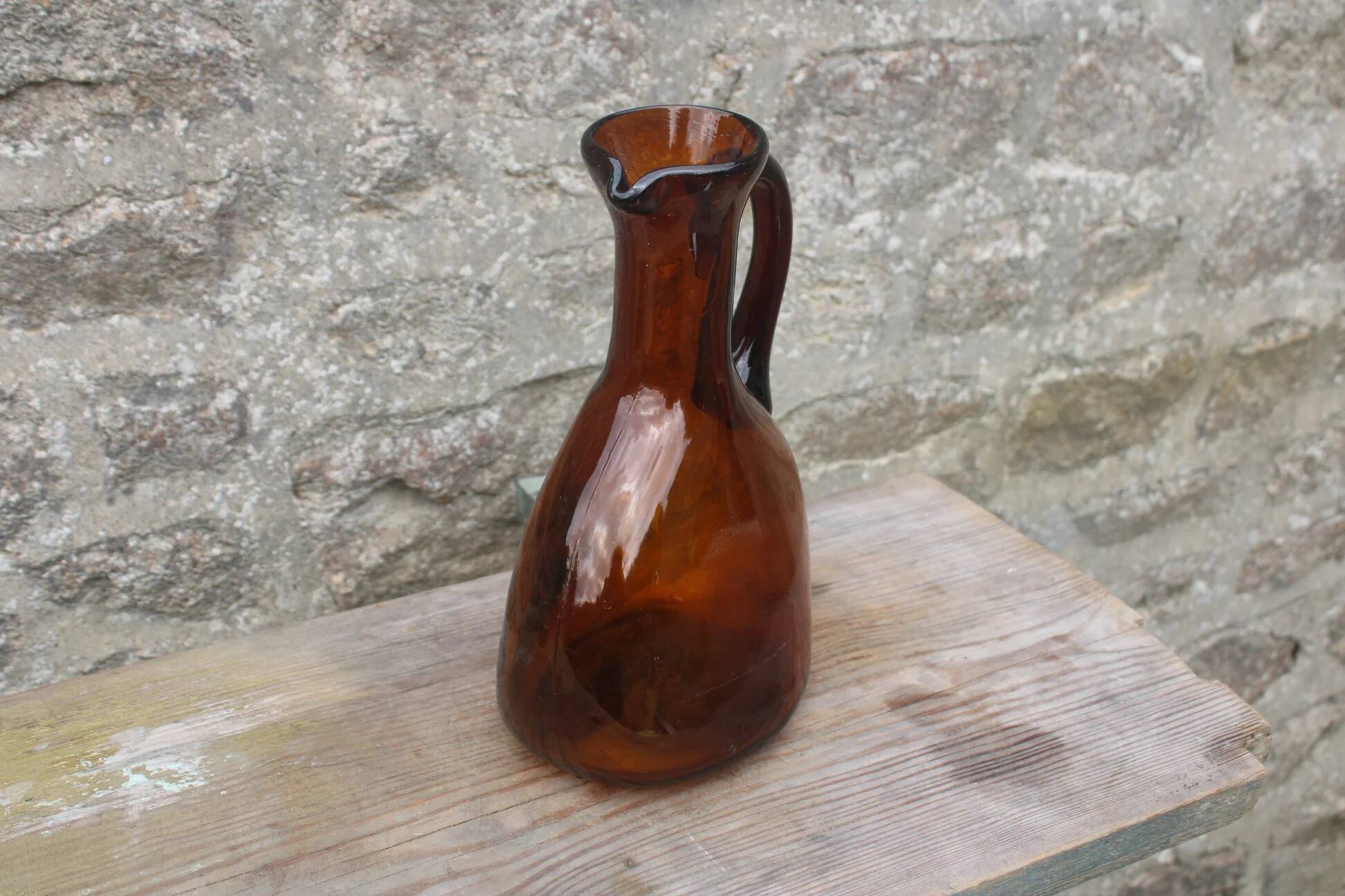 Superbe pichet en verre soufflé bullé