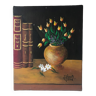 Small oil painting on canvas still life bouquet of flowers