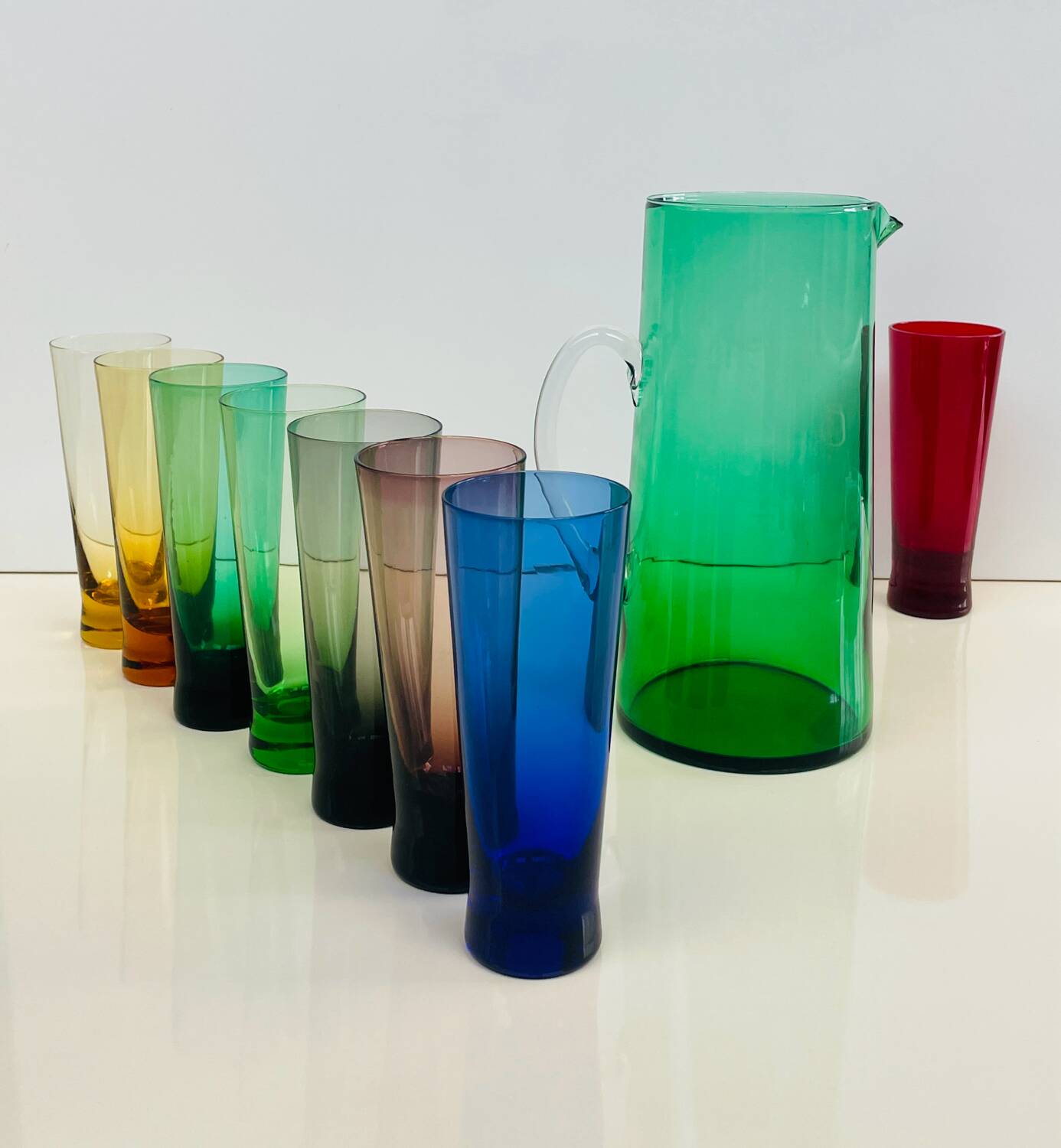 Service for orangeade in green colour, Scandinavian design 1960-70.