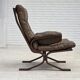 Fauteuil en cuir de meuble marron, années 1970, design scandinave,