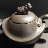 China Yixing terracotta teapot and bowls signed