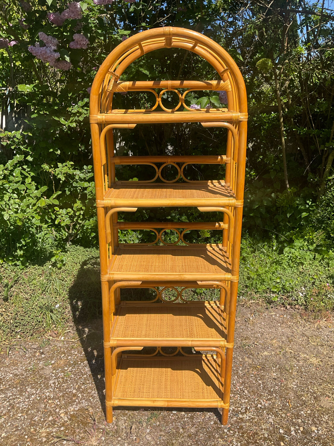 1970s rattan shelf
