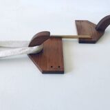 Patère in wood and brass