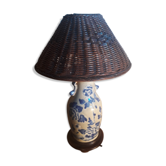 Asian lamp painted with hand naive flower