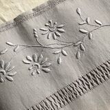 Old linen and cotton sheet dyed in dove grey