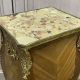Louis XV style bedside table in rosewood and oak from the 70s with marble top