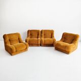 Set of 4 Modular Italian Lounge Chairs 1970s