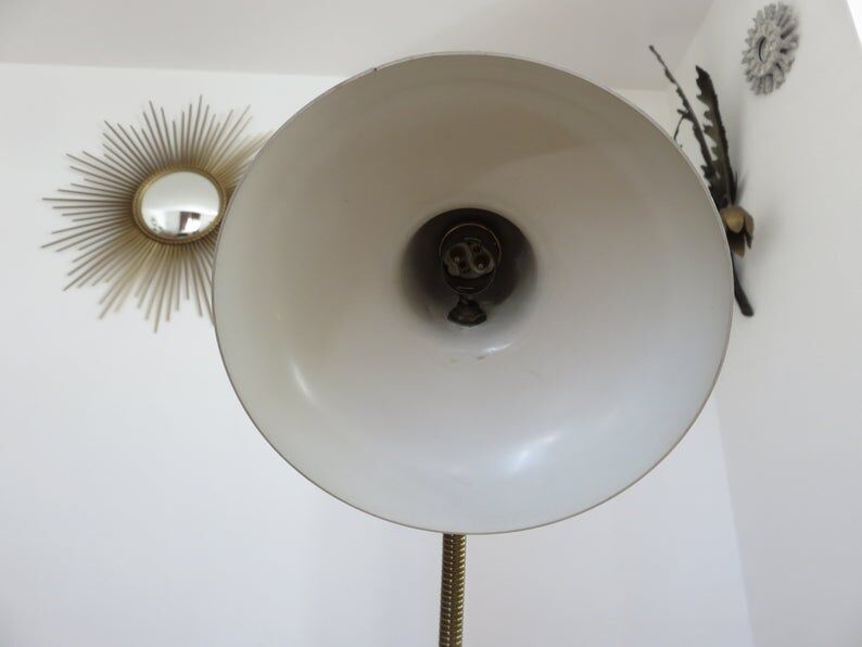 Silver grey metal lamp 50 60s
