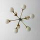 Impressive brass chandelier with opaline globes, Italy 1960s