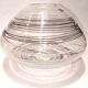 Textured oval blown glass vase with black and white glass spaghetti.