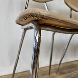 Set of four chairs in iron and skai 1970