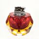 Cendrier vintage en verre de Murano facetté, jaune et rouge