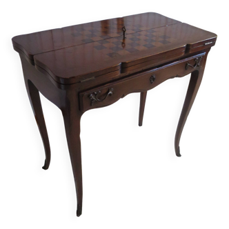 Secretary with mechanism - 4 secret drawers - lock - marquetry chessboard - 1950
