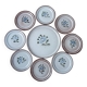 8 dessert plates + brown/blue stoneware tart dish, Fanchon model by MBFA Pornic, 1970s