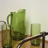 Drinks service (carafe and 6 glasses, Italy) from the 60s/70s