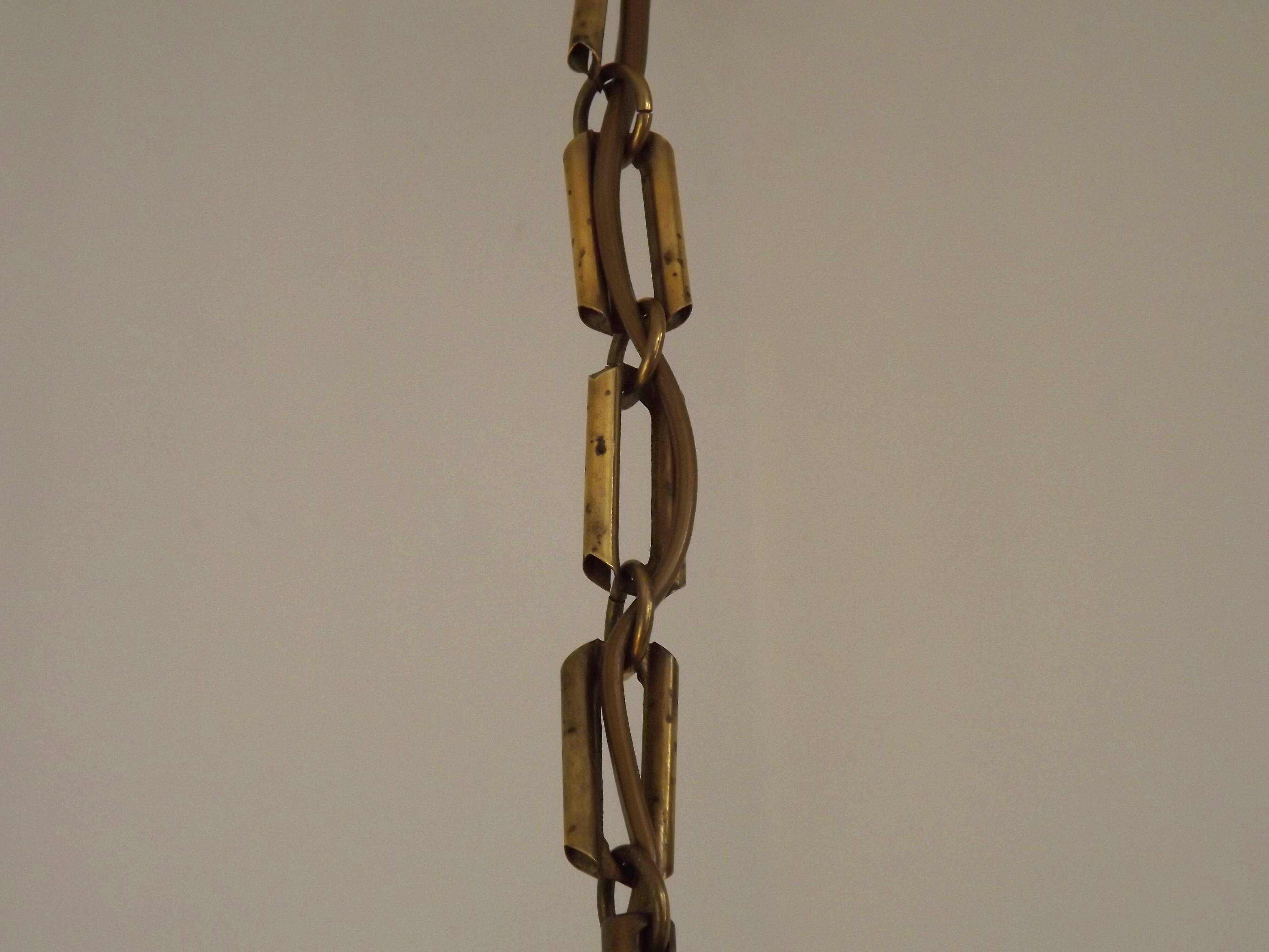 Art Deco ceiling light in yellow and gold glass and brass, France