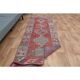 1970s Vintage Turkish Oushak Handmade Wool Cotton Pink Runner Rug 82x304