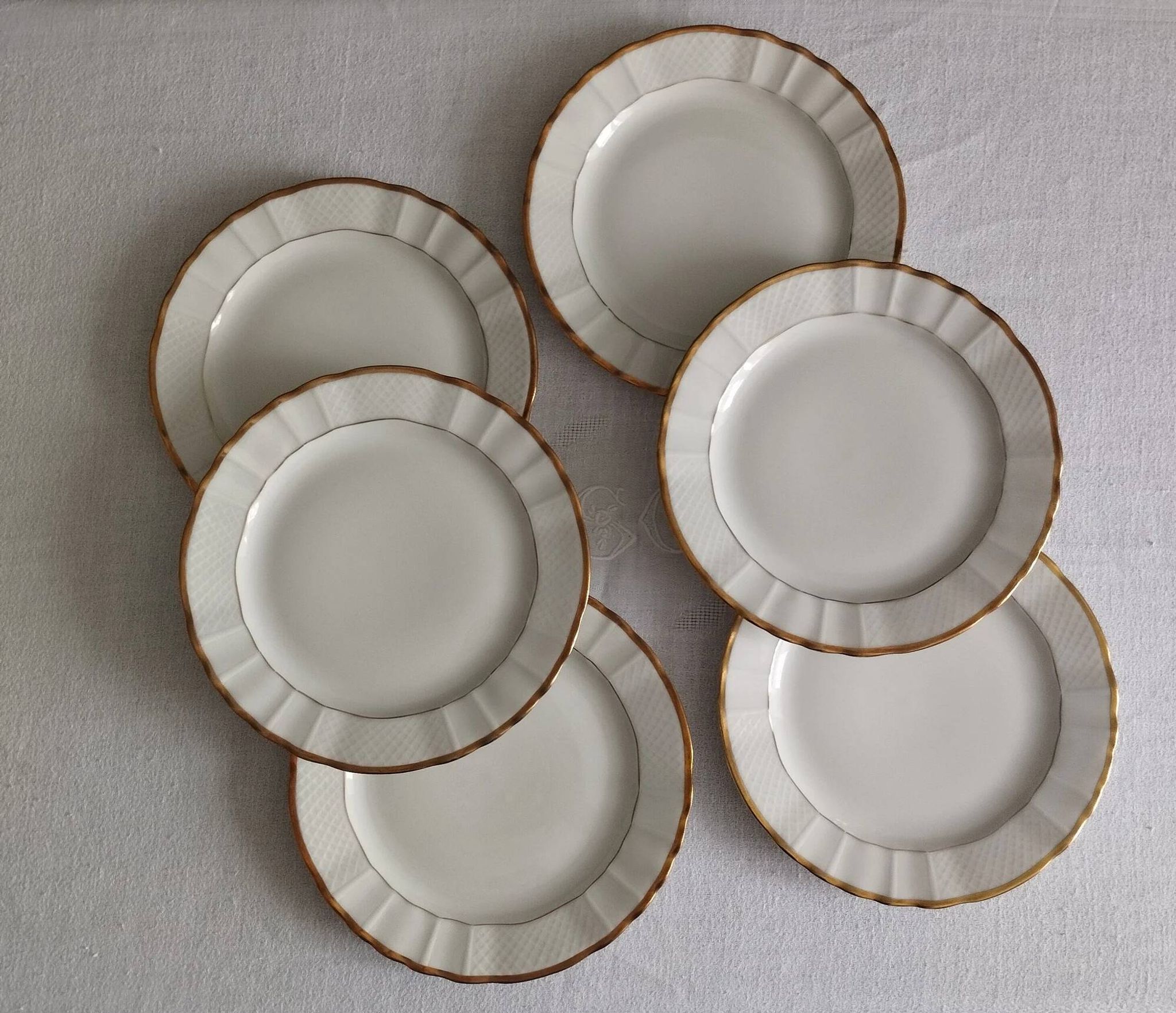 "Pallas" - 6 dessert plates in Limoges porcelain Balleroy & Cie