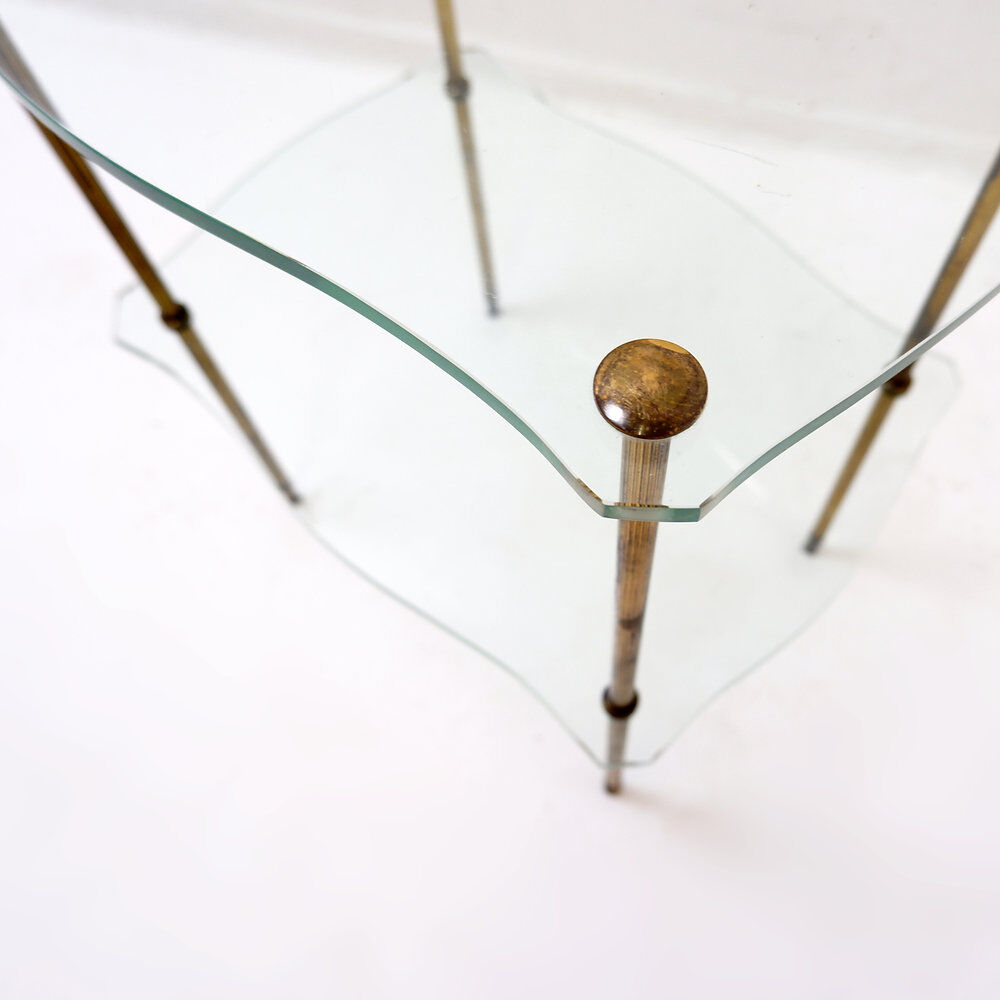 Brass side table with double glass top Maison Jansen Style - Circa 1940