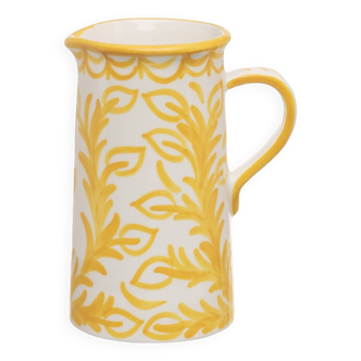 Large hand painted yellow pitcher