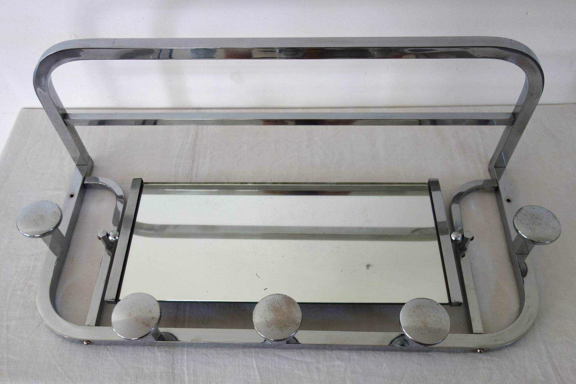 Chrome metal wall coat rack 1930s France