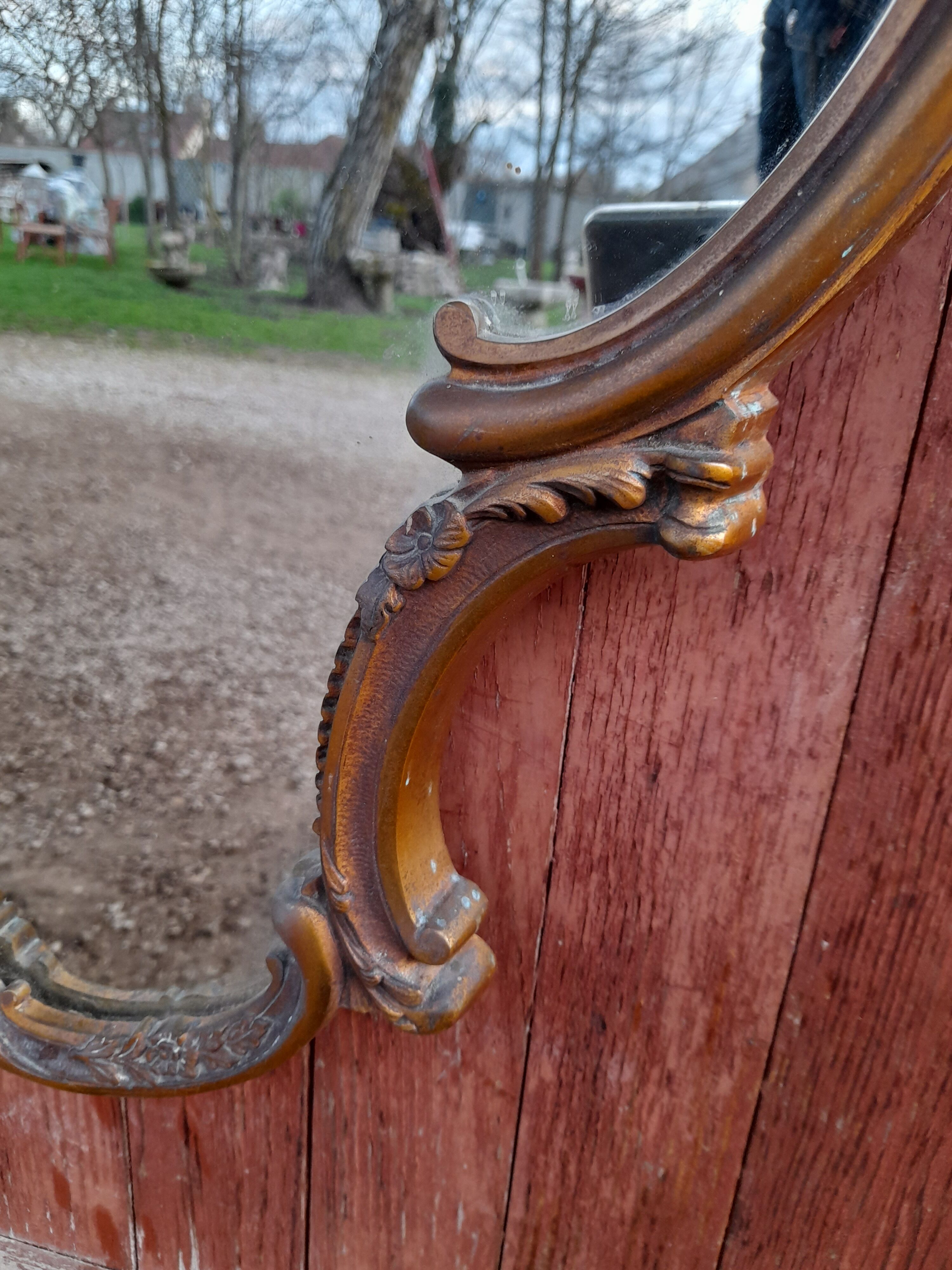Louis XV style rock mirror in bronze  69x70cm