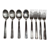 Set of 8 cutlery, tablespoons and fork "dixi" in silver metal