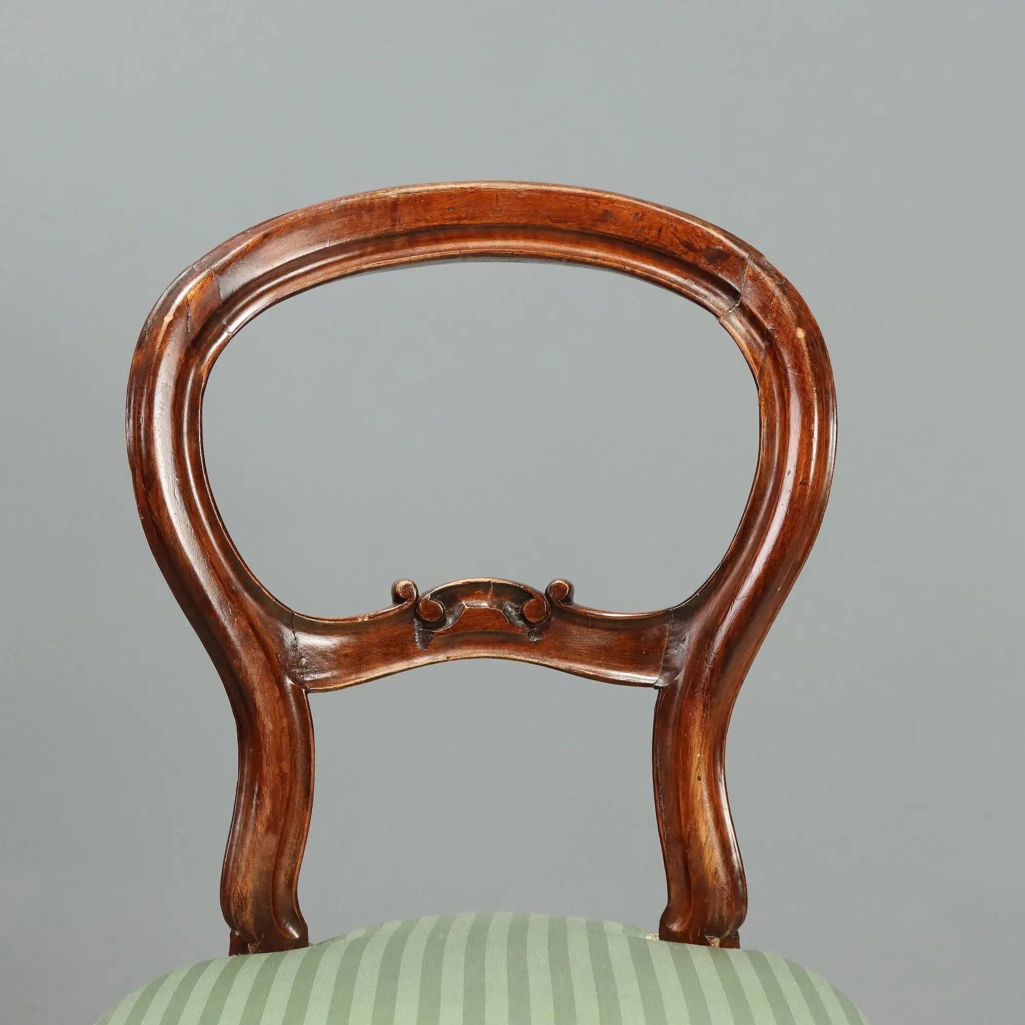 Antique Louis-Philippe walnut chairs, Italy, 19th century