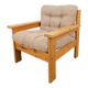 Vintage Brutalist Armchair in Pine and Fabric, 1970s