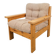 Vintage Brutalist Armchair in Pine and Fabric, 1970s