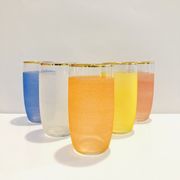 X5 multicolor granite glasses from the 50s/retro/kitchen/vintage