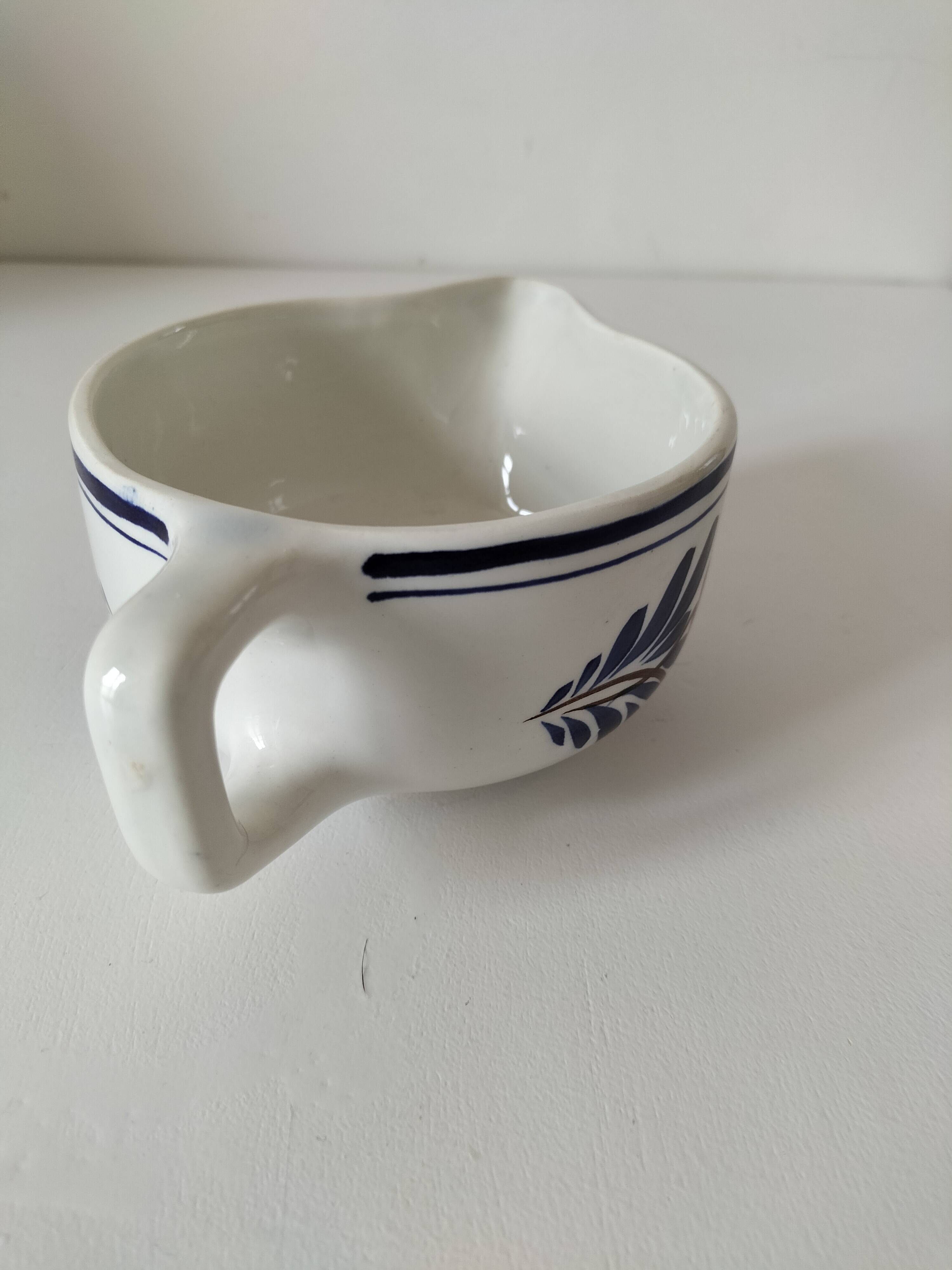 Antique Gien gravy boat – red & blue floral decoration – opaque porcelain