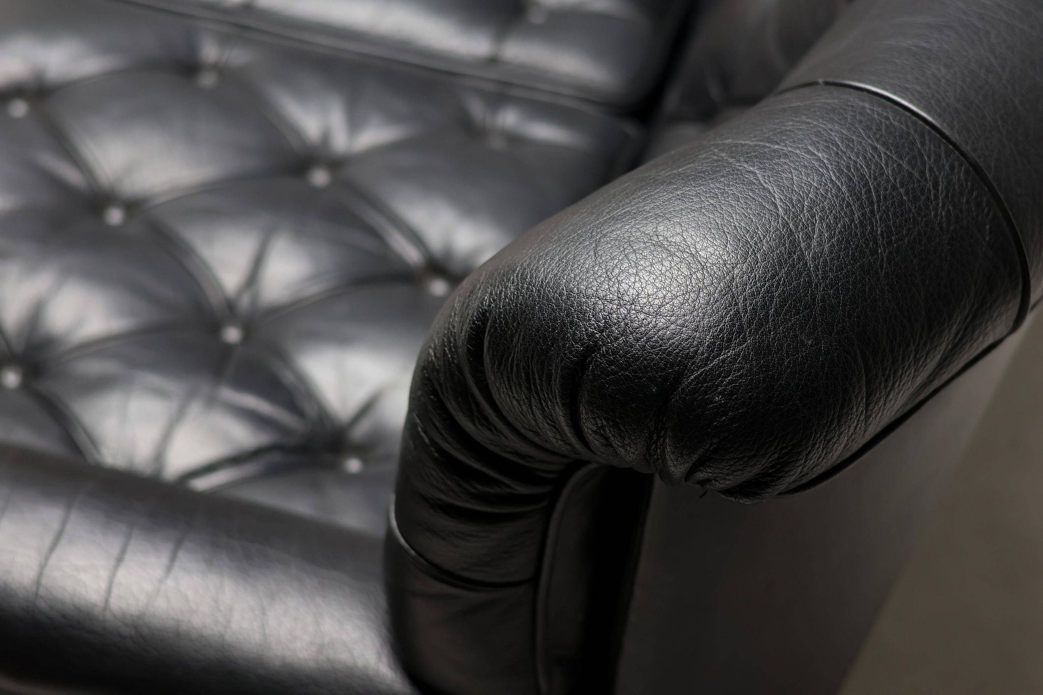 Three-seater sofa "Jupiter" in black leather by Arne Norell, Sweden, 1960.