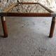 Table design bass, vintage, 70s wood and smoked glass