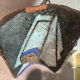 Terracotta tile with enamel decoration of a lady of the high nobility signed OGD